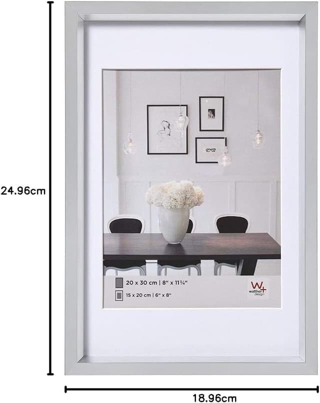 Detalle de Walther Design Cadre photo Design Argent 18 x 24 cm avec passe-partout