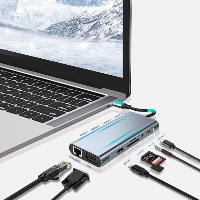 Detalle 2 de Klack HUB USB-C 10 en 1 Adaptador aluminio con HDMI 4K