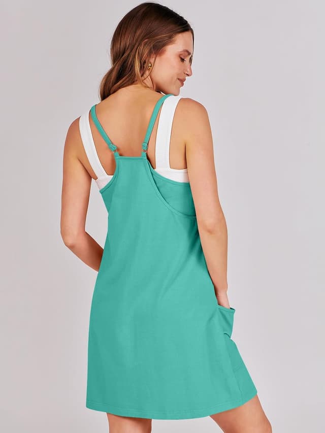 Detalle de ANRABESS Women’s Athletic Tennis Dress Romper (Built-in Shorts) — Summer V-Neck Mini