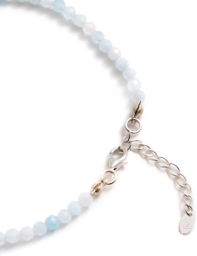 Detalle de BERGERLIN Echtes Naturstein Perlenarmband mit Aquamarin – 925 Sterling-Silberperle, Verschluss & Echtheitszertifikat