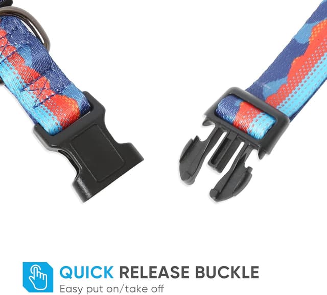 Detalle de HEEEL Hundehalsband mit verstellbarem Doppellagen-Gurtband (Glutrote Abendsonne) – M