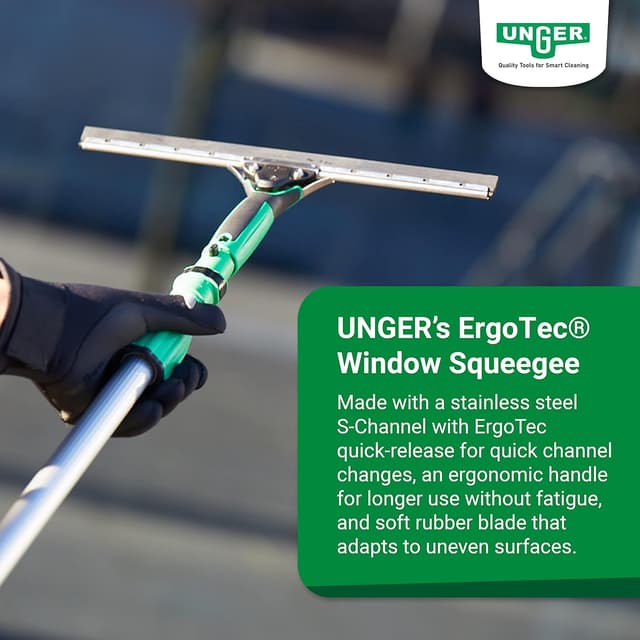 Detalle de Unger ErgoTec Window Squeegee 25cm – rubber blade with stainless steel channel
