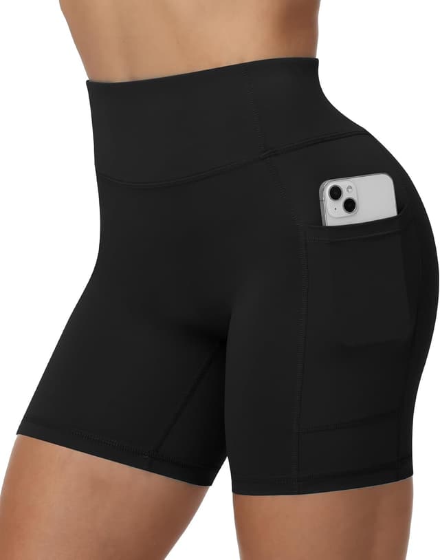 Detalle 2 de Runhit Radlerhose Damen mit Taschen – blickdichte Gym-Shorts mit hoher Taille & Bauchkontrolle