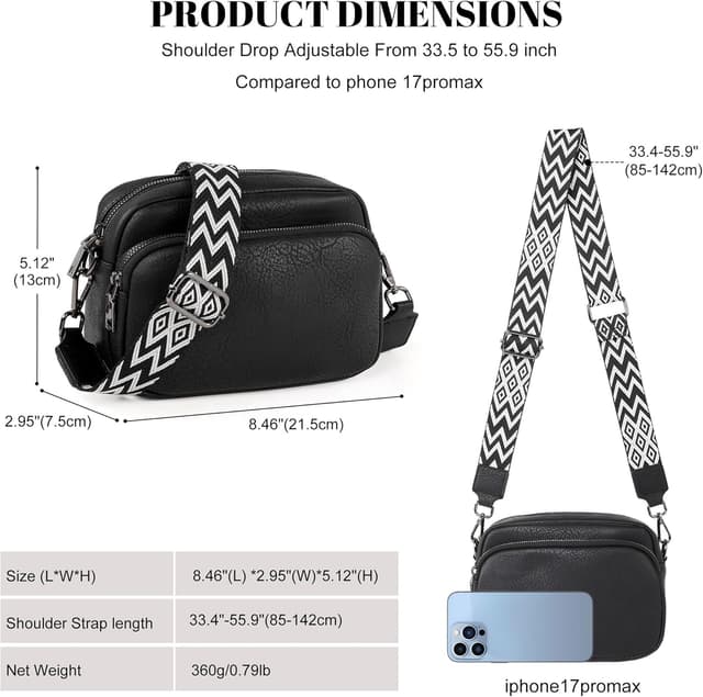 Detalle de TANTOMI Vegan Leather Crossbody Bag for Women – small anti-theft style with adjustable strap