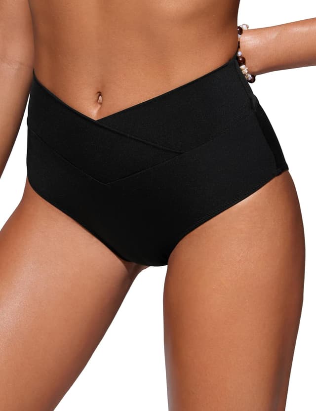 Detalle de CRZ YOGA bikini bottom donna a vita alta con taglio a V davanti e copertura totale