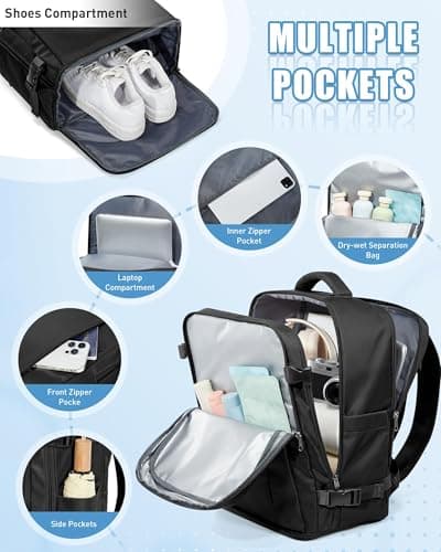 Detalle 2 de SZLX Mochila de viaje de cabina 40x30x20 para avión (Ryanair/Vueling/Wizz Air) con compartimento para portátil