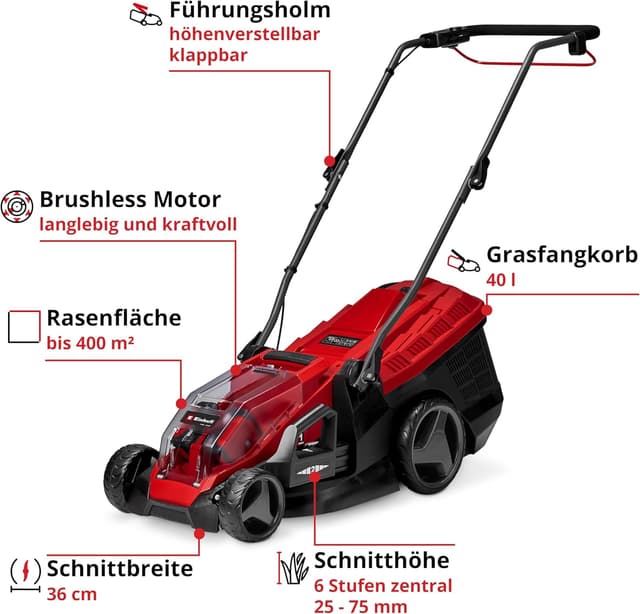 Thumbnail 3 de Einhell Akku-Rasenmäher GE-cm 36/36 Li Kit Power X-Change (36 V, 36 cm Schnittbreite) mit 2x 4,0 Ah Akku