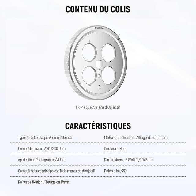 Thumbnail 6 de NEEWER X200 Ultra plaque arrière 17mm