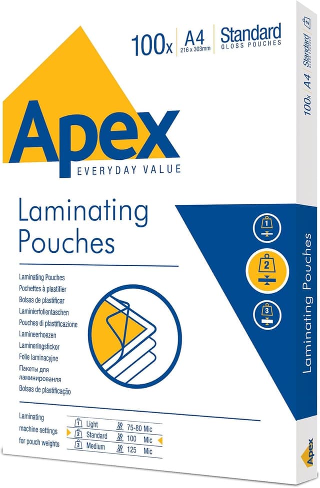 Detalle de Fellowes 6003301 Pouches per plastificazione Apex A4 lucide (100 fogli)