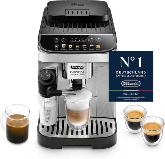 Detalle de De’Longhi Magnifica Evo ECAM292.81.SB – Kaffeevollautomat mit One-Touch-Getränken, Cappuccino & Espresso
