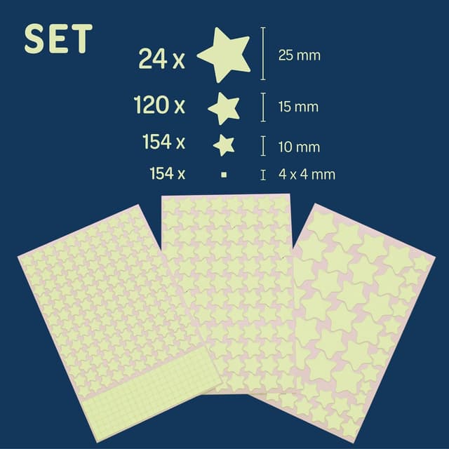 Detalle 2 de Paraboo Leuchtsterne 452 Stk. Kinderzimmer 🌟