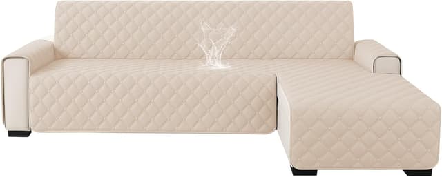 Detalle de Ystyle copridivano impermeabile reversibile con penisola per divani angolari (2 posti) beige