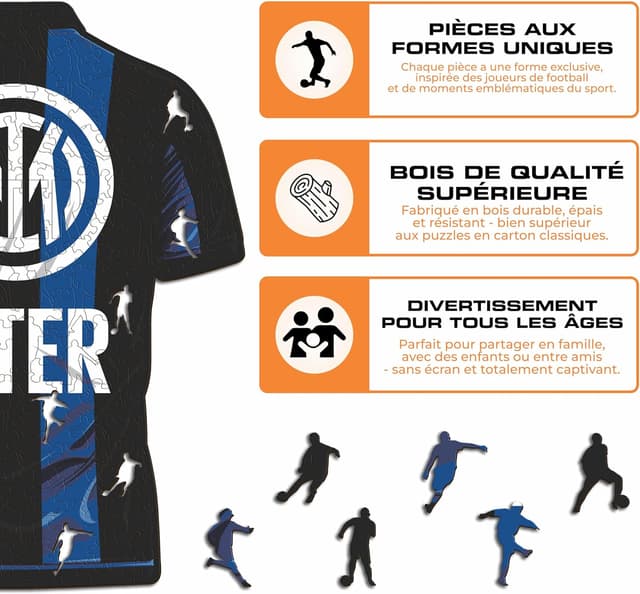 Detalle 2 de Iconic Puzzles Inter Maillot — puzzle en bois 150 pièces (taille S)