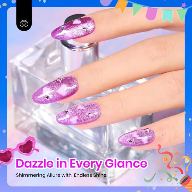 Detalle de Beetles Cat Eye Gel Nail Polish Set (6 Colors) with Magnet Velvet Gel Kit