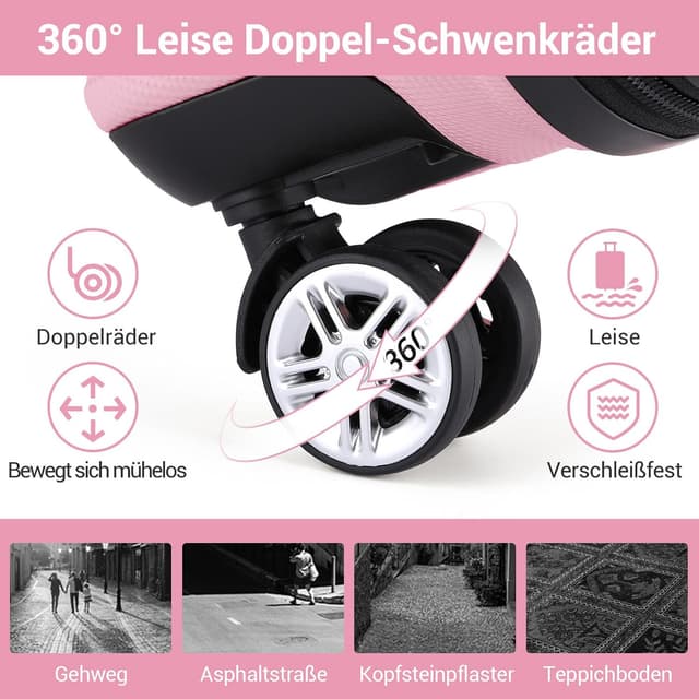 Detalle 2 de Kono Koffer Trolley Reisekoffer aus ABS+PC – leichter Hartschalenkoffer mit 4 Zwillingsrollen und TSA-Schloss