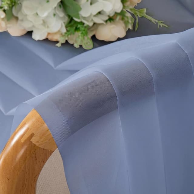Thumbnail 6 de Chyhomenyc Sheer Curtains 2-Panel Set (42W x 63L) Denim Blue, Rod Pocket Light Filtering Drapes