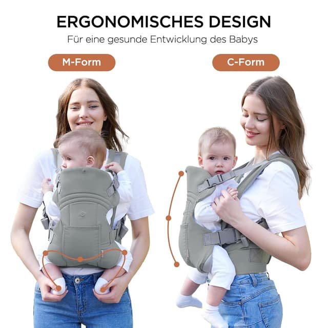 Detalle de GAGAKU Babytrage 4‑in‑1 für 4–36 Monate (4 Tragepositionen) mit 3D‑Mesh, hellgrün