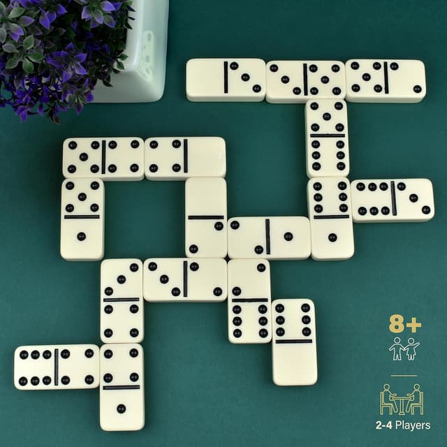 Detalle 2 de Queensell Jumbo Dominoes Set (Double Six) – 28 Large Tiles for Adults, Kids & Travel Board Games