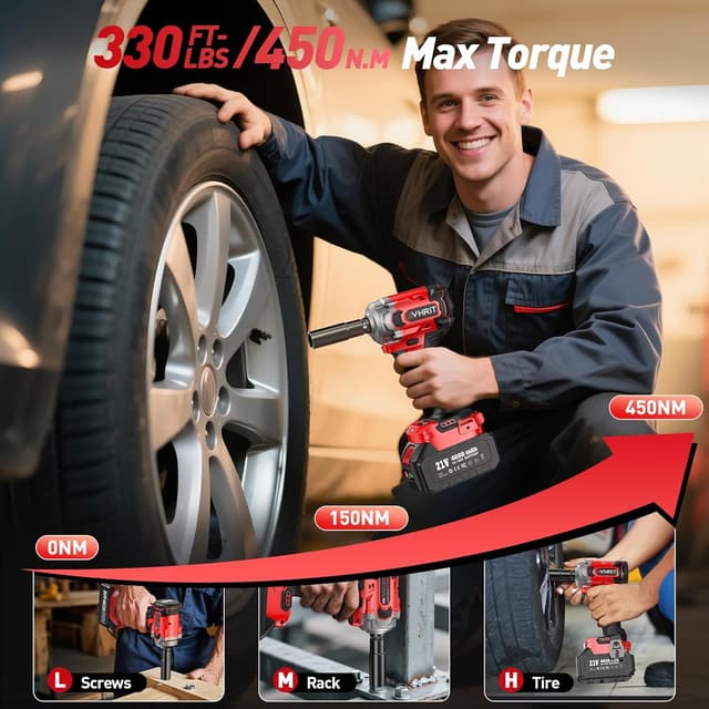 Thumbnail 1 de Avhrit Cordless Impact Wrench 3/8 Inch 450 N.m