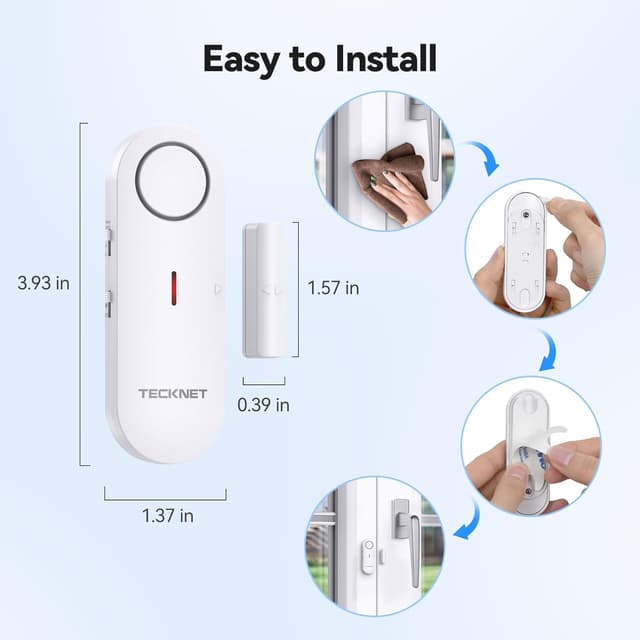Detalle 2 de TECKNET 2-in-1 Wireless Door & Window Alarms for Kids Safety (3-Pack) with Chime & 3-Level Volume Control