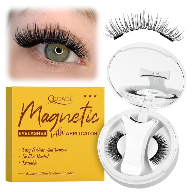 Detalle de QUEWEL magnetische Wimpern für den natürlichen Look – tragbare Magnet-Wimpern mit Applikator (Set)