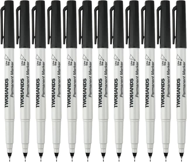 Detalle de TWOHANDS Set di 12 marcatori permanenti punta ultra fine 0,5 mm (neri) 21618