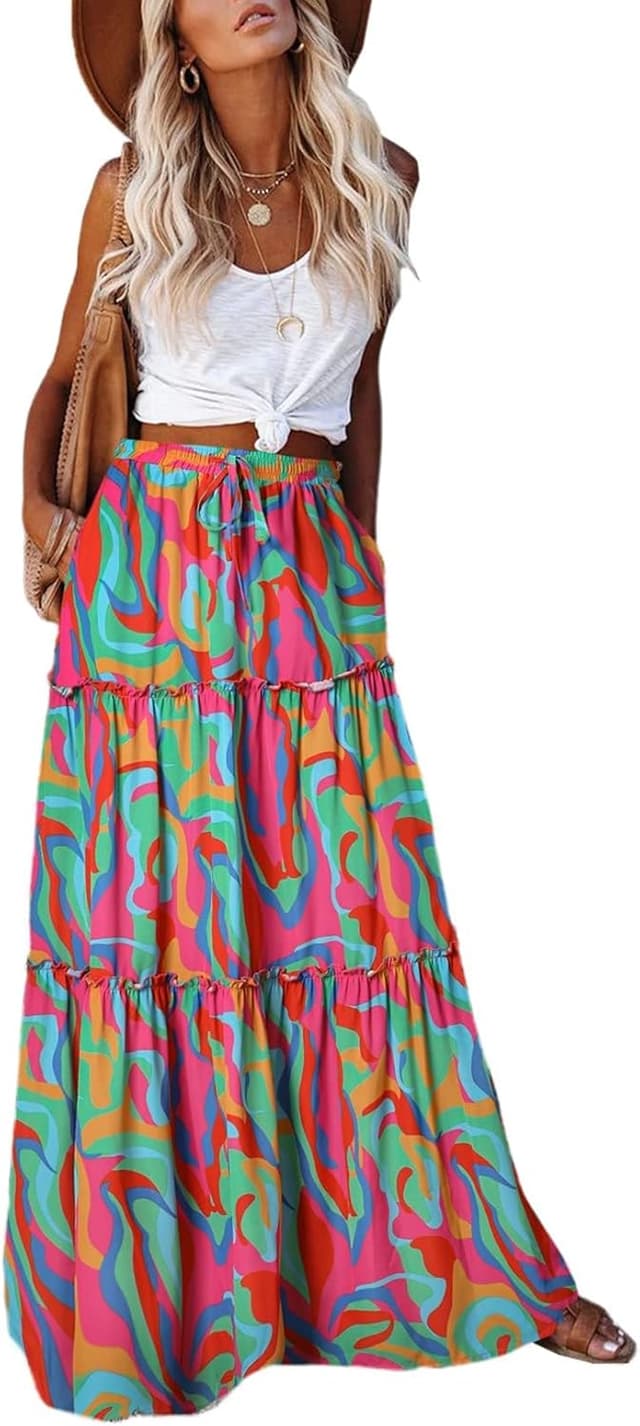 Imagen de EARKOHA Boho Maxi Skirt High Waist en OfertitasTOP