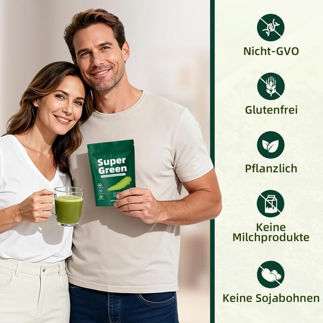 Thumbnail 6 de Grüne Entgiftungspulver (200 g) – Superfood Greens Pulver mit Spirulina, Gerstengras, Kurkuma & Vitamin D3