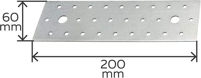 Detalle 2 de Alberts 339074 Pletina perforada galvanizada 200 x 60 mm 🛠