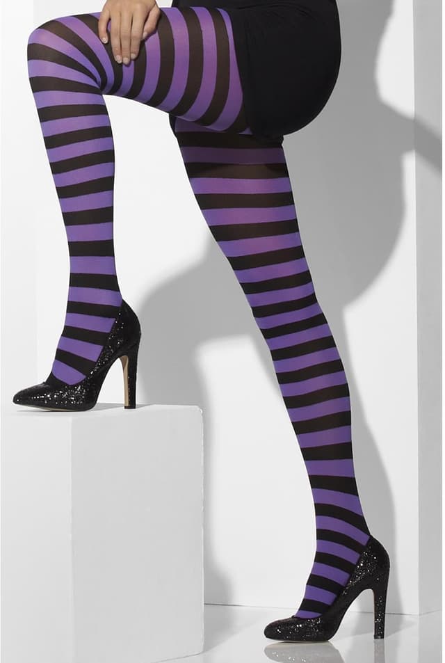 Thumbnail 3 de Smiffys Collant opaque violet & noir Taille unique