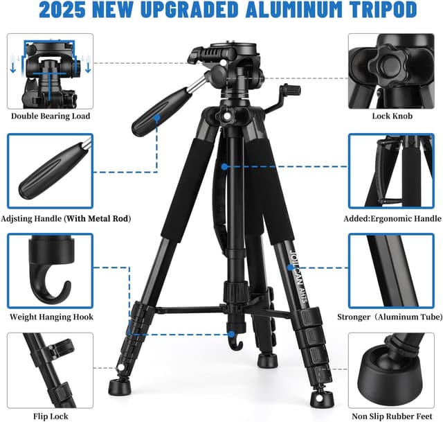Thumbnail 5 de JOILCAN 74" Camera Tripod 188cm, 14 lb capacity