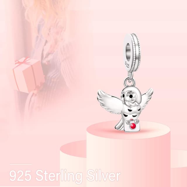 Detalle de HAEPIAR 925 Sterling-Silber Charms mit Zirkonia – Charm „Außerirdischer Hund“ für Armband & Kette