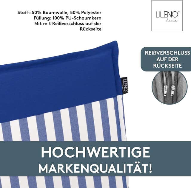 Thumbnail 5 de LILENO HOME Cojín para silla de jardín 🌿 Respaldo alto azul oscuro