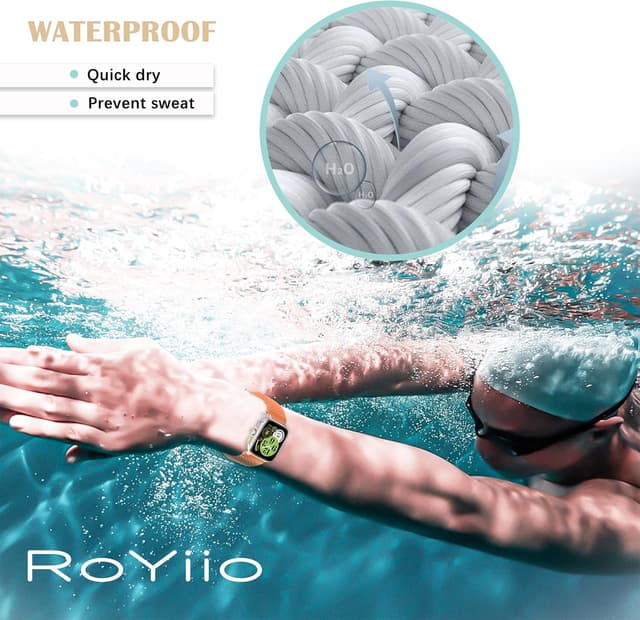 Detalle 2 de RoYiio Nylon-Armband (20 mm) für Amazfit Active 2 Square/Active 2 & weitere Modelle – Würzige Orange