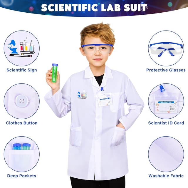 Detalle 2 de 120+ Experiments Science Kits for Kids (Age 6–12+) STEM Chemistry Set with Goggles, Funnels & Safe Materials