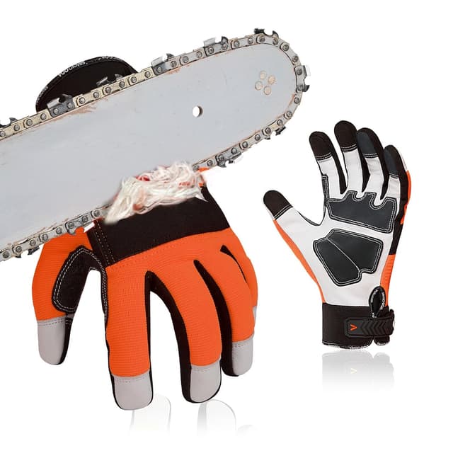 Detalle de Kettensägeschutzhandschuhe Vgo... EN381-7, Klasse 1 (20 m/s) – Schnittschutz aus Ziegenleder und PVC