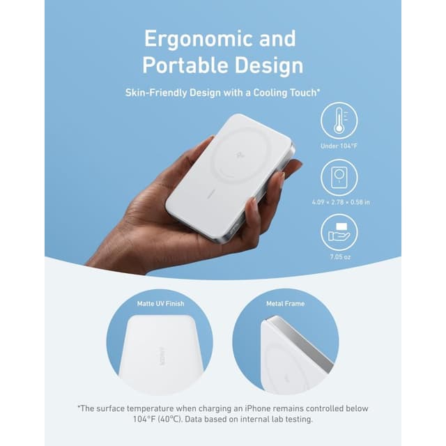 Detalle 1 de Anker MagGo Powerbank 10000mAh Magnética Qi2 Ultra Slim ⚡