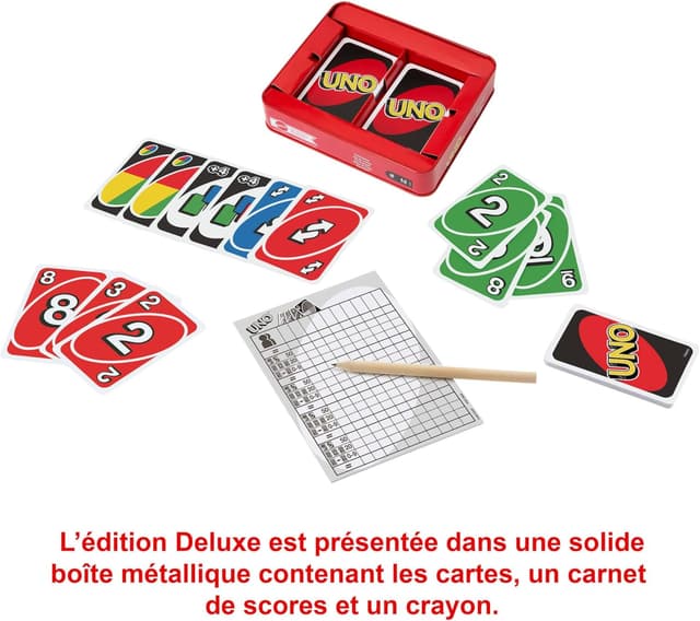 Thumbnail 2 de Mattel Games UNO Deluxe caja metálica, 108 cartas 🎲