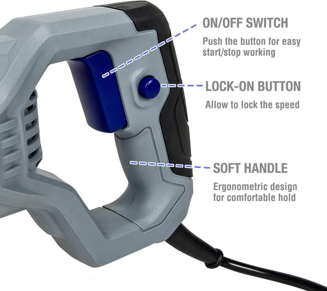 Detalle 2 de WORKPRO 710W Reciprocating Saw with Variable Speed, Tool-Free Blade Change (4 Blades, 20 mm Stroke)