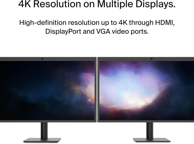 Detalle de Belkin USB‑C Hub 11‑in‑1 MultiPort Adapter Dock with 4K HDMI, DP, VGA, 100W PD pass-through and Gigabit Ethernet