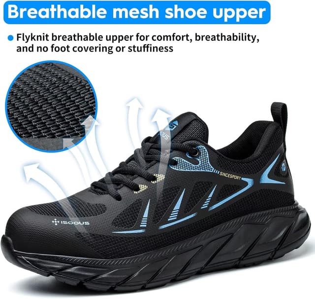 Detalle 2 de Scarpe Antinfortunistiche ISOOUS da Uomo leggere con punta in acciaio antiscivolo (blu)