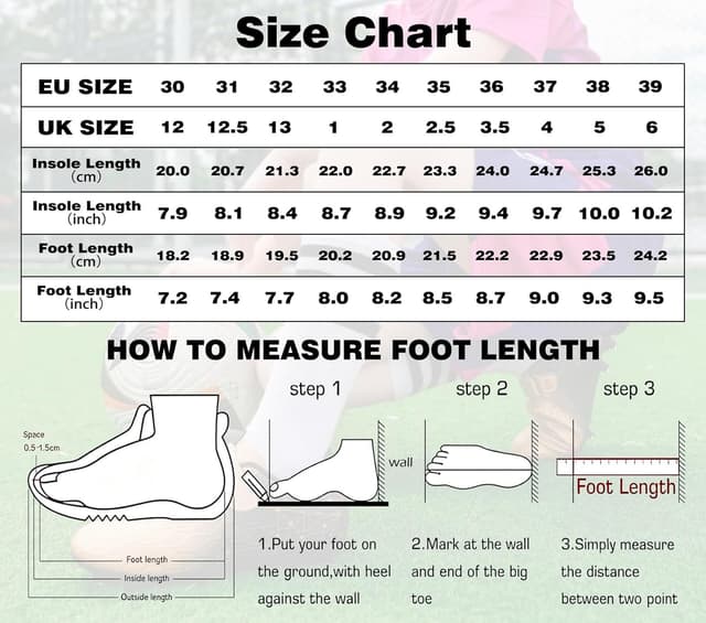 Detalle de DimaiGlobal Kinder-Fußballschuhe mit Stollen (Klettverschluss) für Kunstrasen und festen Boden