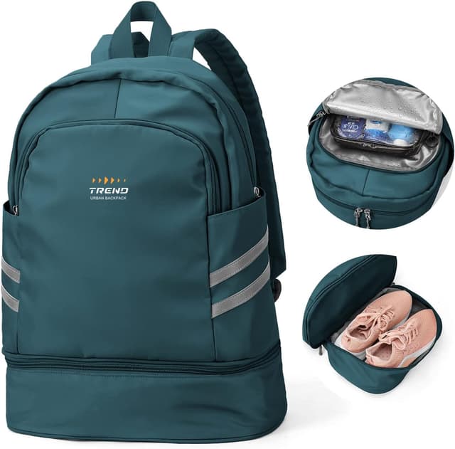 Detalle de SZLX Sportrucksack für Frauen mit Schuhfach und Nassetasche – faltbarer Reise- und Laptop-Rucksack