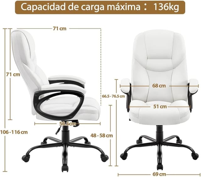 Thumbnail 2 de Yaheetech Silla Oficina Piel Sintética Ergonomica