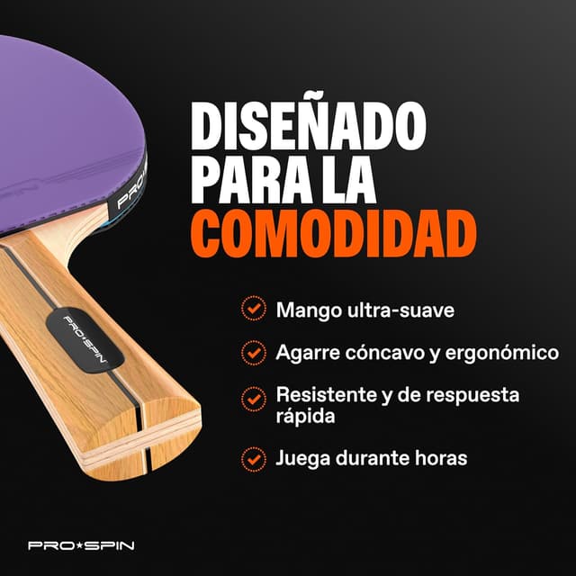 Detalle 2 de PRO-SPIN Palas de Ping Pong set 4 unidades