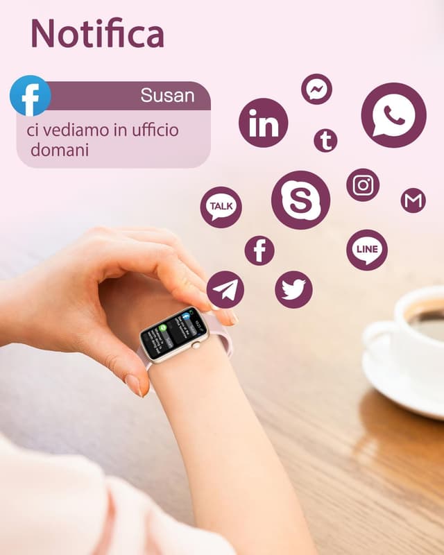 Detalle de SHANG WING Smartwatch Donna con cardiofrequenzimetro, SpO2 e notifiche WhatsApp/Chiamate – Rosa
