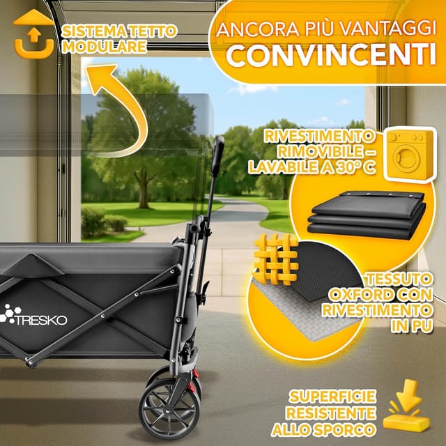 Thumbnail 4 de TRESKO Carrello pieghevole con tetto e vano frigorifero, 150 kg 🛒