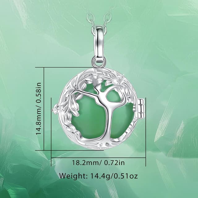 Detalle de INFUSEU Lebensbaum-Kette mit austauschbaren Steinen – Anhänger mit Malachit, Obsidian, Karneol, Türkis, Amethyst & mehr