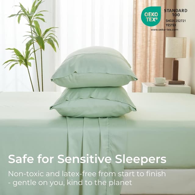 Detalle de GOKOTTA King Size Sheets Set (Tanboocel® Bamboo Rayon) — 6-Piece, 16-Inch Deep Pocket