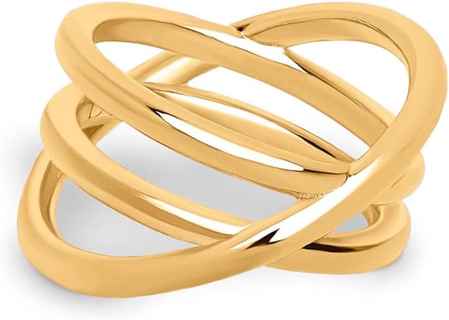 Detalle de SINGULARU Anillo Trinity latón macizo baño 18 Kt 10 💍